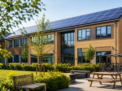Facilities with solar panels to reduce operating costs
